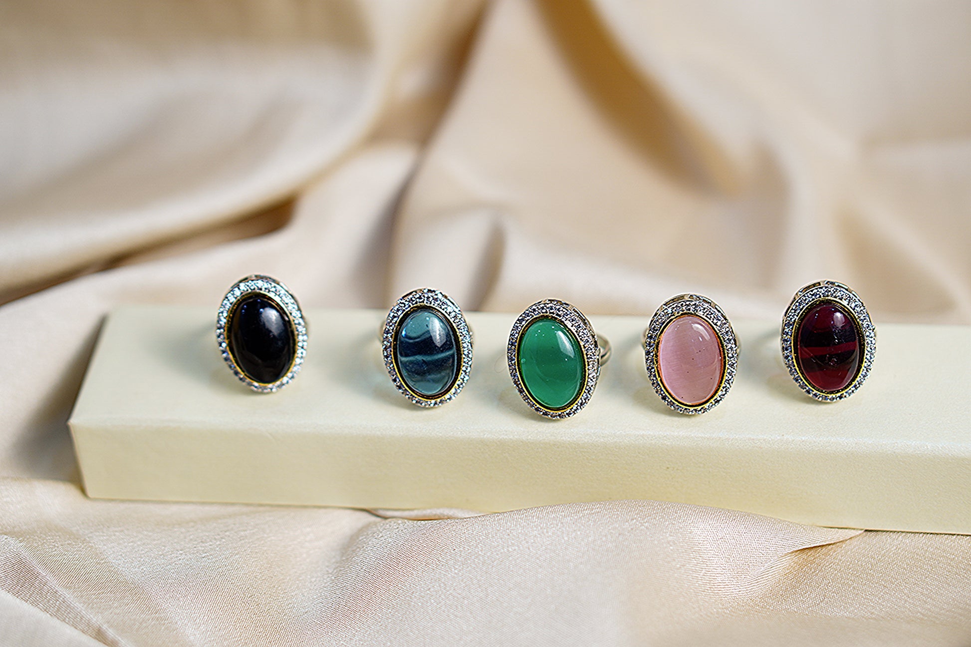 Crown Ring in red Colour Rings with antique finish and single big stone for festive occasions - Antique finish rings
