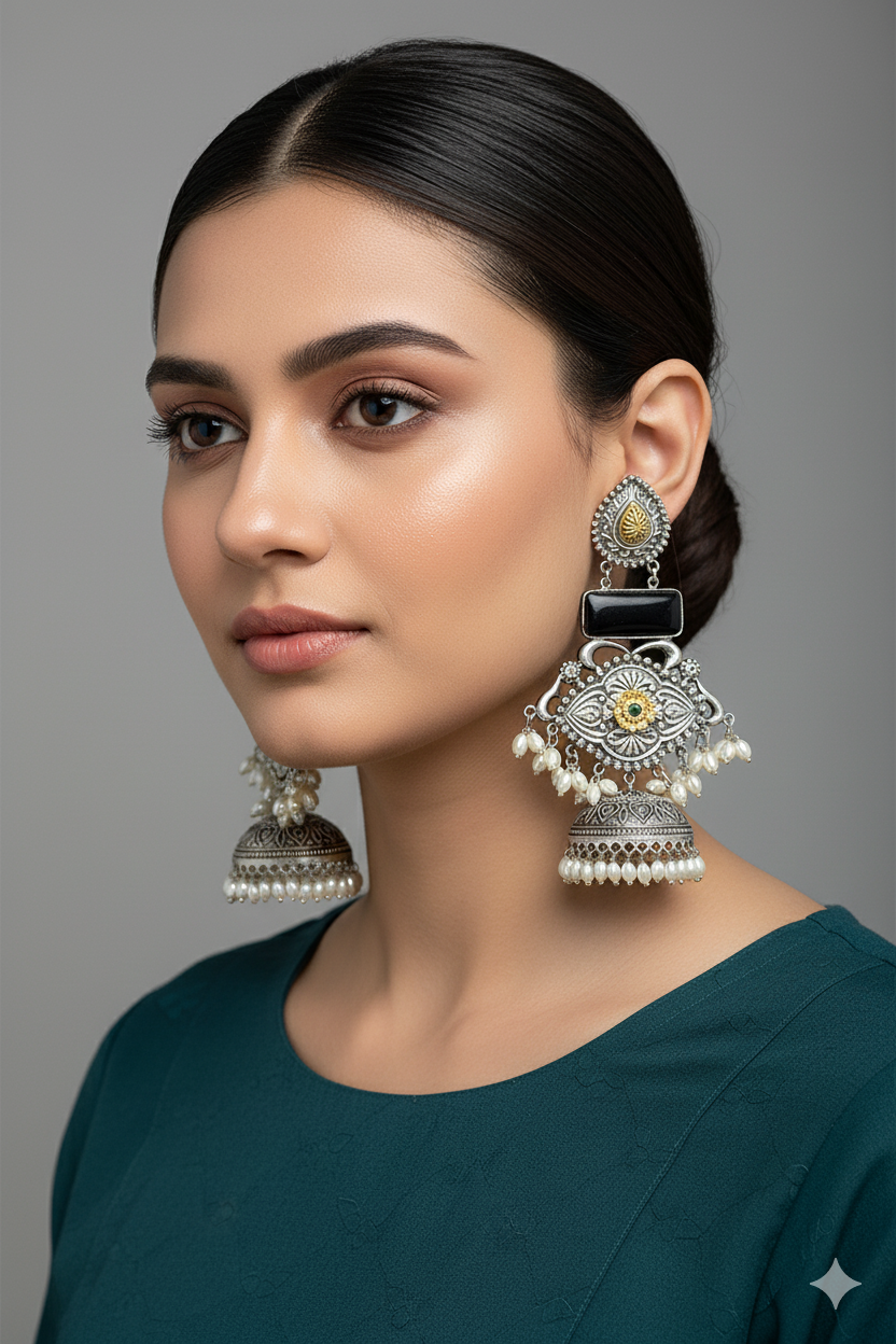 Rajlaxmi Light Weight Heavy-Look Jhumka Collection - Antique Finish earrings
