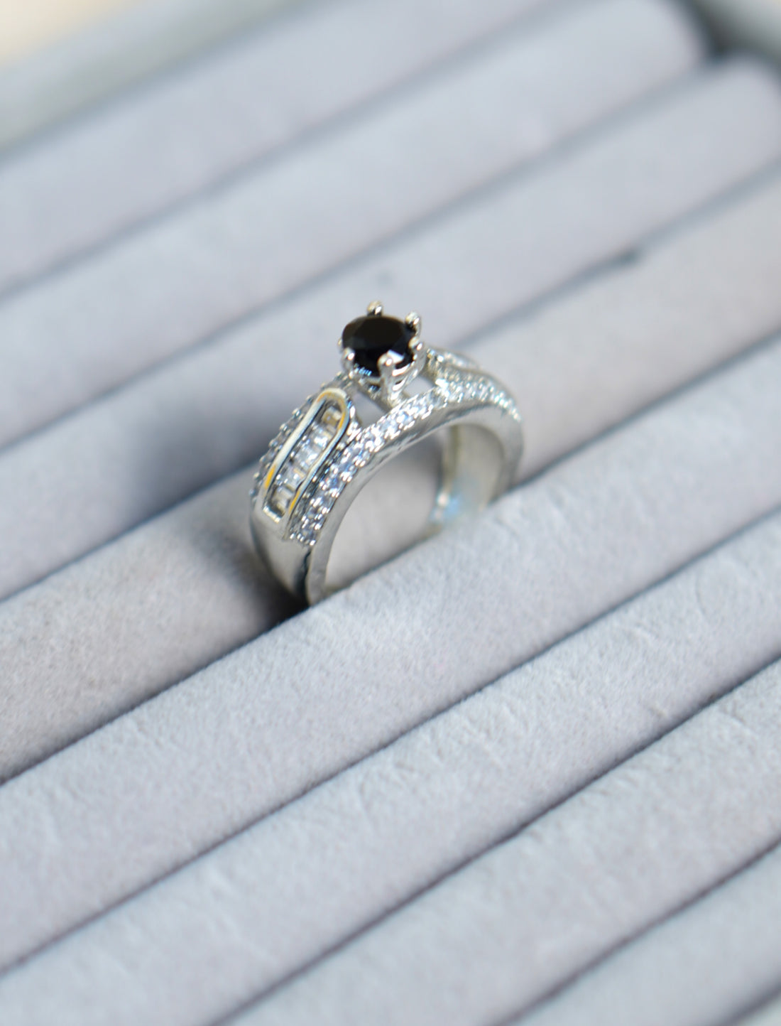 Sterling black Colour Statement Rings for festive occasions - Anti-Tarnish Ring
