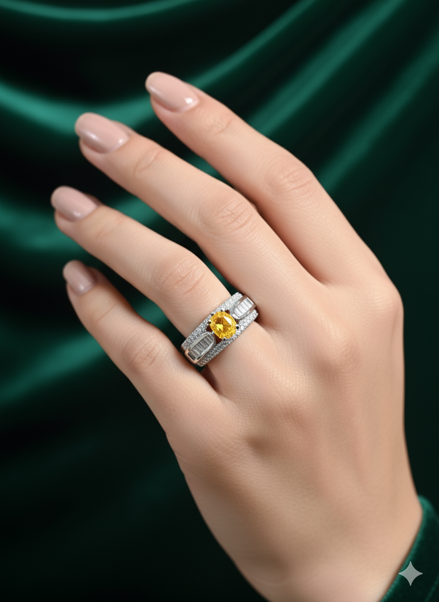 Sterling Colour Statement Rings for festive occasions - Anti-Tarnish Ring

